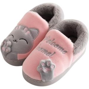Bnhgc-Pantoufles En Coton Pour Enfants - Chaudes - En Forme De Chat - Antidérapantes - Doux Et Confortables - En Mousse À Mémoire De Forme - Pour Filles Et Garçons - Pour L'intérieur Et L'extérieur - Neuf