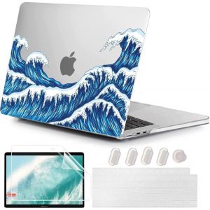 4 En 1 Ultra-Mince Coque Pour Macbook Air 13.6 Pouces M4 M3 M2 2022 2024 2025 Modèle A3240 A3113 A2681, Étui De Rigide Plastique & Protège Clavier Pour Macbook Air 13 M4, Grande Vague 29 - Neuf