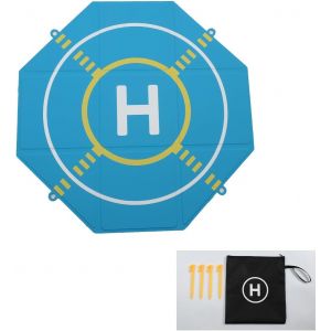 Piste D'atterrissage Pliable Portable De 20 Pouces Et 25 Pouces, Coussinets Hélicoïdaux Étanches Double Face Pour Drones Rc, Hélicoptères, Drones Pvb, Accessoires De Piste De Drone (25 Pouces Bleu) - Neuf