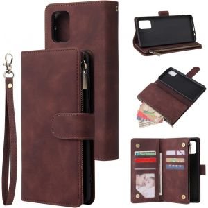 Kal-Coque Pour Sumsung Galaxy A51, Etui En Cuir Pu Portefeuille R&eacute;tro Flip Case Antichoc Housse Avec Fentes De Cartes Fonction Support - Caf&eacute; - Neuf