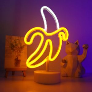 Lampe N&eacute;on Led En Forme De Banane, Fonctionne Avec Piles/Usb, Veilleuse Pour Chambre D'enfant, D&eacute;coration Pour Salon, F&ecirc;te De No&euml;l, Bar - Neuf