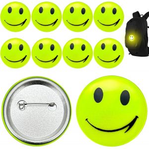 Acdsgd-10 Pi&egrave;ces Pendentif Smiley R&eacute;fl&eacute;chissant, Badge R&eacute;flecteur De S&eacute;curit&eacute;, R&eacute;flecteurs Cartables Enfants, Pendentif Lumineux Cartable, R&eacute;flecteur De S&eacute;curit&eacute; Smiley, Pour Sac D'&eacute;cole Sac &Agrave; Dos V&eacute;lo - Neuf