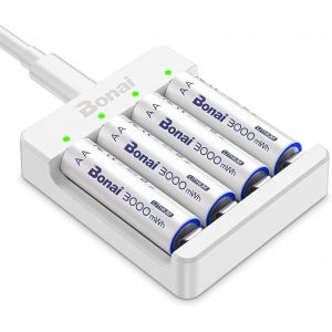 KGABERY-Piles Rechargeables Lithium Aa 1,5V-Chargeur Rapide Avec 4 Packs D'Accus 3000Mwh Haute Capacité,Faible Auto-Décharge,Protection De Charge Intelligente-Chargeur De Type C - Neuf
