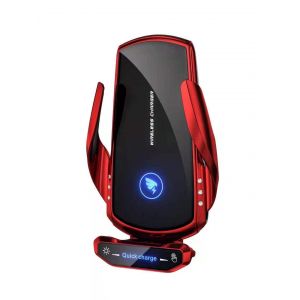 Chargeur De Voiture À Induction Rouge 15 W, Chargeur Sans Fil Rapide, Fixation Automatique Pour Porte, Sortie D'air, Support De Voiture Pour Iphone Et Samsung - Neuf