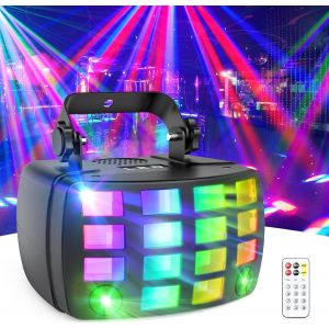 Lumière De Fête Avec Télécommande,2 En 1 Lumière Disco Activée Par Le Son Stroboscope,Rgbw Dmx 512 Lumière Derby Dj Éclairage De Scène Lumière De Scène Pour Club Bar Noël Halloween Fête - Neuf