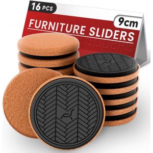 ASFASFq-Patin Glisseur pour Meuble Lourd, Rond 16 Pièces - 9cm,Grands Patins pour Meubles, Furniture Sliders, Déplacez Les Meubles Lourds Rapidement et Facilement, Protégez Le Plancher de Bois Franc - Neuf