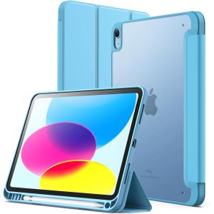 Coque Mat Pour Ipad (A16) 11&Egrave;me/10&Egrave;me G&eacute;n&eacute;ration (2025/2022) Avec Porte-Stylet, &Eacute;tui Arri&egrave;re Translucide Givr&eacute;e Fine Support Antichoc Housse (Bleu) - Neuf
