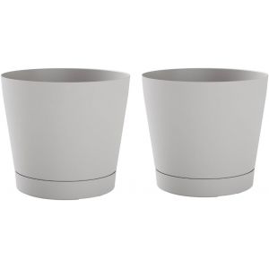 Eryi-&iquest; Bracia 2 Pots Rond Blanc Nuage - &Oslash; 19cm X H 18cm - Avec R&eacute;serve D'eau &iquest; Pot De Fleur Pour Plante En Interieur Et Exterieur &iquest; Pots De Fleurs En Plastique Id&eacute;al Pour Plantes Et Herbes Aromati - Neuf