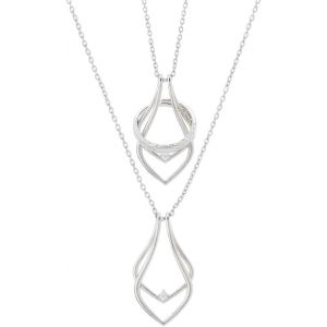 Kalanka-Porte-Anneau Collier Platine G&eacute;om&eacute;trique Charm Collier Vintage Double Goutte Pendentif Acier Inoxydable Colliers De Mariage Pour Femmes Et Dames Avec Bo&icirc;te Cadeau - Neuf