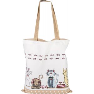 SJZG-Tote Bag Pour Femmes, Sac De Course R&eacute;utilisable, Sac En Toile De Coton &Eacute;pais Avec Longues Anses, Pliable Avec Motifs De Chat 38 X 42 Cm - Neuf