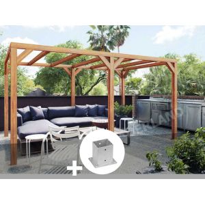 Pergola En Bois Lamell&eacute;-Coll&eacute; Toulon 500 X 300 Cm + 6 Supports Poteaux - Maderland - Neuf