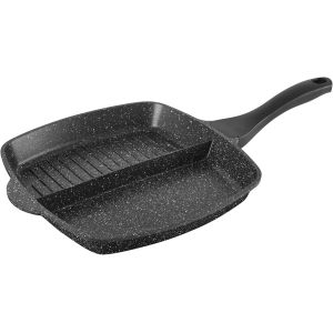 Subzonal-716947 Po&ecirc;le 2 Sections 26x26cm Frire Et Griller En Fonte D'aluminium Noir - Po&ecirc;le Antiadh&eacute;sive Compartiment&eacute;e - Manche Bakelite Thermor&eacute;sistant - Tous Feux + Induction - Neuf