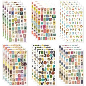 Mevronisshop-1296 Pi&egrave;ces D'autocollants Vintage, 24 Feuilles De D&eacute;co Collante Pour Scrapbooking, Graffiti Charmants Lettres Et Chiffres Auto-Adh&eacute;sifs Pour Ornements Diy Carne - Neuf