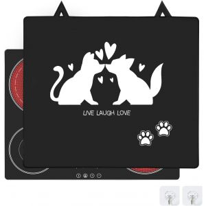 AYUHR-Tapis de Protection Plaque Induction 62x53cm,Induction Hob Mat,Couvercle de Cuisinière Électrique, Panneau de Protection de Cuisinière en Verre Antidérapant, avec 2 Crochets (A) - Neuf