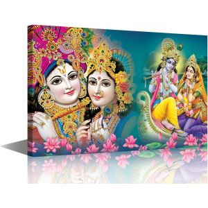ERYI-Toile Murale Ganesha (1 Pièce De Grande Taille, Dieu Hindou, Seigneur, Radha Krishna) ¿ Affiches Et Impressions Pour La Décoration Murale De Salon, Salle À Manger ¿ Toile Tendue Et Prête À - Neuf