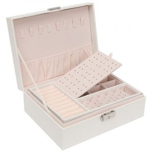 Coffret &Agrave; Bijoux En Bois Double Couche Avec Serrure (Blanc) Pour La F&ecirc;te Des M&egrave;res - Neuf