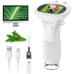 Microscope Num&eacute;rique pour Enfants avec &Eacute;cran IPS 2.0 PoucesRechargeableGrossissement 1000x8 Lumi&egrave;res LEDpour Enfants de 3 &agrave; 8 Ans&iquest;Orange&iquest; - Neuf