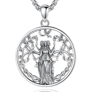 Collier Sorciere Femme Pendentif Protection Deesse De La Lune Hecate Argent 925 Bijoux Sorcellerie Wicca Cadeau Spirituel Femme - Neuf