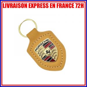Porte Cl&eacute; PORSCHE JAUNE en m&eacute;tal - Neuf