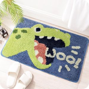 KAL-Tapis De Bain Antidérapant Et Anti-Moisissure Pour Salle De Bain - Dos En Caoutchouc Absorbant L'Eau - Lavable En Machine - Séchage Rapide - Doux Et Polyvalent - 60 X 40 Cm (Dinosaure Rugissant) - Neuf