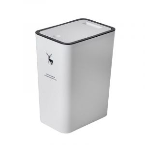 Poubelle blanche 10 litres avec couvercle, poubelle de salle de bain, poubelle en plastique de 2,4 gallons, petite poubelle pour salle d'eau, chambre, cuisine, salle de bricolage, bureau - Neuf