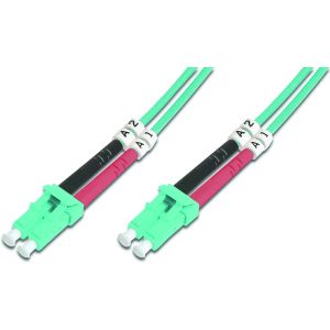 DK-2533-02/3-Câble À Fibre Optique OM3-2 m-LC à LC-Câble Fibre Optique Duplex-1/10/40/100 Gbit/s-MM Multimode LAN-Type De Fibre : 50/125-Turquoise (Aqua) - Neuf