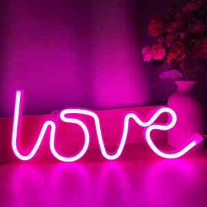 L'amour De La Lumière Au Néon Rose, Néon Néon Art Mural Usb/Piles Led, Signe Au Néon, Enseigne Au Néon Pour Les Filles Chambre D'amour De Lumière De Néon Pour Le Mariage De Jour De Valentines - Neuf