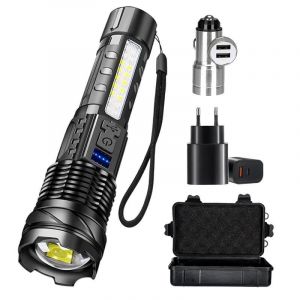 Hutp-Lampe De Poche Led Torche Rechargeable Haute Puissance Lumière Forte Lampe De Poche Longue Portée Lampe Zoom Tactique Lanterne De Camping En Plein Air-Package B - Neuf
