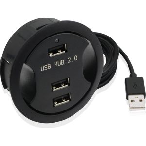 ?illet de Bureau USB à 3 Ports USB 2.0 - Trou de Montage de 60 mm - Organiseur de câble de Bureau pour PC, clé USB, Disque Dur et Tout Autre Appareil USB - Neuf