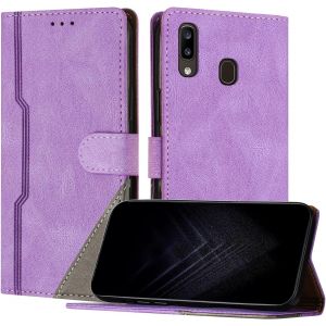 KAL-&Eacute;tui Pour Samsung Galaxy A20E/A10E, Housse En Cuir Pu Avec [Protection Antichoc Tpu] [Fonction Support] [Porte-Cartes ] Antichoc Magn&eacute;tique Coque Pour Galaxy A20E - Violet - Neuf