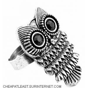 Bague Boho - Hibou Chouette - R&eacute;tro Vintage Boh&egrave;me Hippie Chic - M&eacute;tal Argent&eacute; / Bronze Cuivr&eacute; Dor&eacute; - Taille Ajustable - Neuf