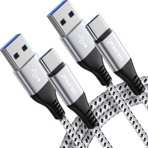 JGD-C&acirc;ble USB Type C[Lot de 2 / 1M+2M],C&acirc;ble USB C Charge Rapide QC 3.0 Nylon Tress&eacute; C&acirc;ble Chargeur pour Xiaomi Mi 11/10 Lite/10T Pro,Samsung Galaxy S9 S8+ Note 10 9 A71 A70 A51 A50,Poco F2 Pro/X3 NF - Neuf