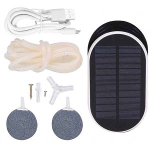 HJLIAN Pompe a air solaire pour aquarium, kit d'oxygenation pour bassin avec pierres a air - Neuf