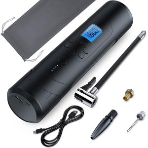 Pompe À Vélo Électrique 150 Psi, Batterie Externe 4 500 Mah, Compresseur D'air Portable Avec Manomètre Numérique Pour Voiture, Vélo, Moto, Ballons, Avec Éclairage Led D'urgence - Neuf