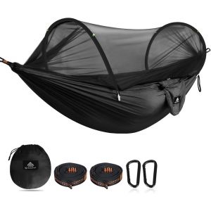 Hamac De Camping Ultra-L&eacute;ger Hamac En Filet Anti-Moustiques | Capacit&eacute; De Charge De 300 Kg, Nylon De Parachute Respirant &Agrave; S&eacute;chage Rapide | 2 Mousquetons Haut De Gamme, 2 X &Eacute;lingues En Nylon.[B3] - Neuf