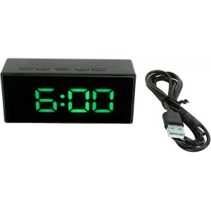 KAL-Réveil Miroir, Horloge Numérique Led Avec Affichage De La Température Horloges De Chevet Multifonctions Petits Réveils Pour Chambres(Vert) - Neuf