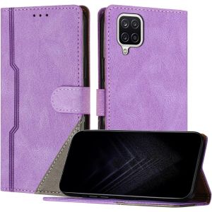 KAL-&Eacute;tui Pour Samsung Galaxy A12 5G, Housse En Cuir Pu Avec [Protection Antichoc Tpu] [Fonction Support] [Porte-Cartes ] Antichoc Magn&eacute;tique Coque Pour Galaxy A12 5G - Violet - Neuf