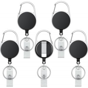 2 Pack Porte Cl&eacute; R&eacute;tractable Robuste Enrouleurs Mousqueton De Badges R&eacute;tractables Porte Badges Robuste Bo&icirc;tier En Abs Solide Ressort Acier Inoxydable Clip En Corde Anneau De Cl&eacute; Noir - Neuf