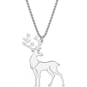 Kal-Collier D'élan De Noël En Acier Inoxydable Plaqué Or 18k Pour Femmes Filles Enfants Pendentif Cerf Animalier Bijoux De Fantaisie Pour Cadeaux Décorations De Fêtes De Fin D'année - Neuf