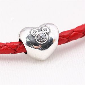 Charme Disney Mickey En Forme De Coeur Argent 925 Breloque Pour Brand Chaîne D'os Serpent Bracelets Et Collier Femme - Ss0278 - Neuf