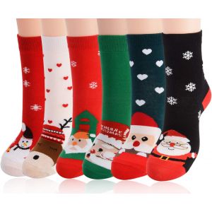 Jgd-Chaussettes De No&euml;l, 6 Paires De Chaussettes De No&euml;l Pour Dames Chaussettes De No&euml;l Chaussettes Pour Enfants Flocon De Neige Chaussettes Pour Flocon De Neige Chaussettes Moose Chaussettes - Neuf