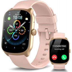 Montre Connect&eacute;e Femme Homme avec Appel Bluetooth, 1.95""HD Ecran Incurv&eacute; Smartwatch Podometre/Cardiofrequencemetr/Sommeil, Montre Sport avec 110+ Modes Sportifs, Montre Intelligente &Eacute;tanche IP68 Rose - Neuf