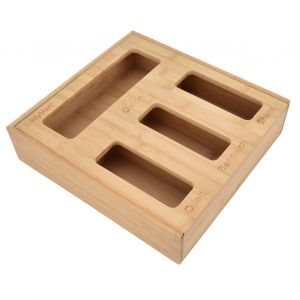 Hjlian Organiseur De Sacs De Cuisine En Bambou Avec 21 Autocollants Et 4 Emplacements Pour La Cuisine. - Neuf