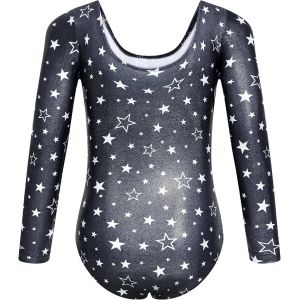 Ensemble De Gymnastique 2 Pi&egrave;ces Imprim&eacute; Pour Fille, Justaucorps &Agrave; Manches Longues Et Col En U, Parfait Pour La Gymnastique, La Danse Et Le Yoga, Pour Enfants De 3 &Agrave; 12 Ans - Neuf