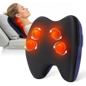 Coussin Massage, Massage Dos Avec Calor, 3 Intensités Et 4 Noeuds Rotative 3d, Masseur Pour Épaule Cou, Masseur Dos Et Cervicales Pour Femmes Hommes Famille - Neuf