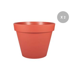 Lot De 2 Pots De Fleur Rond Toscane &Oslash; 100 X H.79,5 Cm - Orange Terre Battue - Eda - Neuf