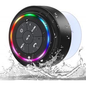 VornixorSarlshop-Enceinte Bluetooth Douche,IPX7 Enceinte Bluetooth Portable avec Ventouse,Lumi&egrave;re LED, Enceintes Bluetooth Salle de Bain Haut-Parleur pour Soir&eacute;es Plage Ext&eacute;rieur Douche - Neuf