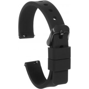 Kal-Bracelet Monture Silicone 14mm Largeur À Libération Rapide Caoutchouc Souple Avec Boucle Acier Inoxydable Noir Pour Hommes Femmes, Noir - Neuf