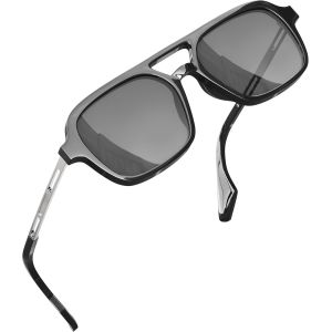 Lunettes De Soleil Carrées Rétro Pour Homme Et Femme Style Années 70 Noir, Noir - Neuf