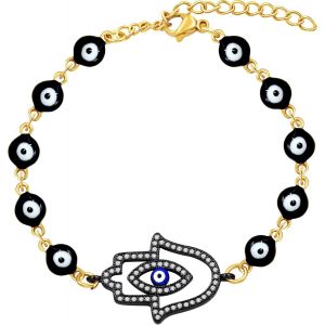 Bracelet En Acier Inoxydable Contre Le Mauvais ?il, Main De Fatima, Fatma, Oxyde De Zirconium, Bracelet De Protection Réglable Pour Femme - Neuf